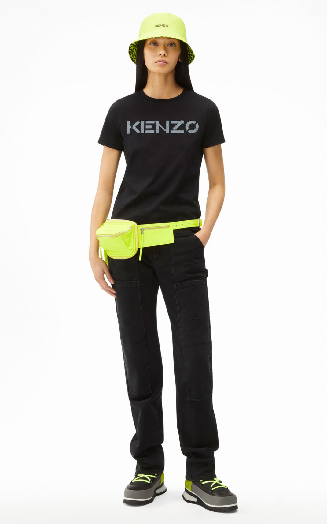 Kenzo Logo Tシャツ レディース 黒 - BFTOSW975